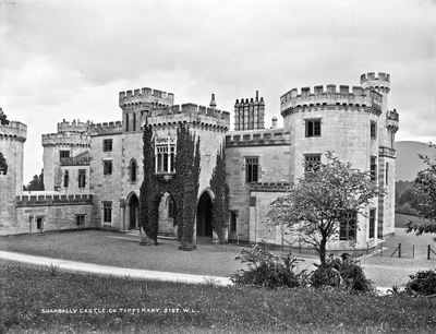 **View of Shanbally Castle from front elevation with porte-cochère**